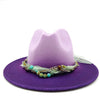 Colorful Brim Fedora Hat with Pearl Hatband-Hats-Innovato Design-Purple-Innovato Design