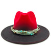 Colorful Brim Fedora Hat with Pearl Hatband