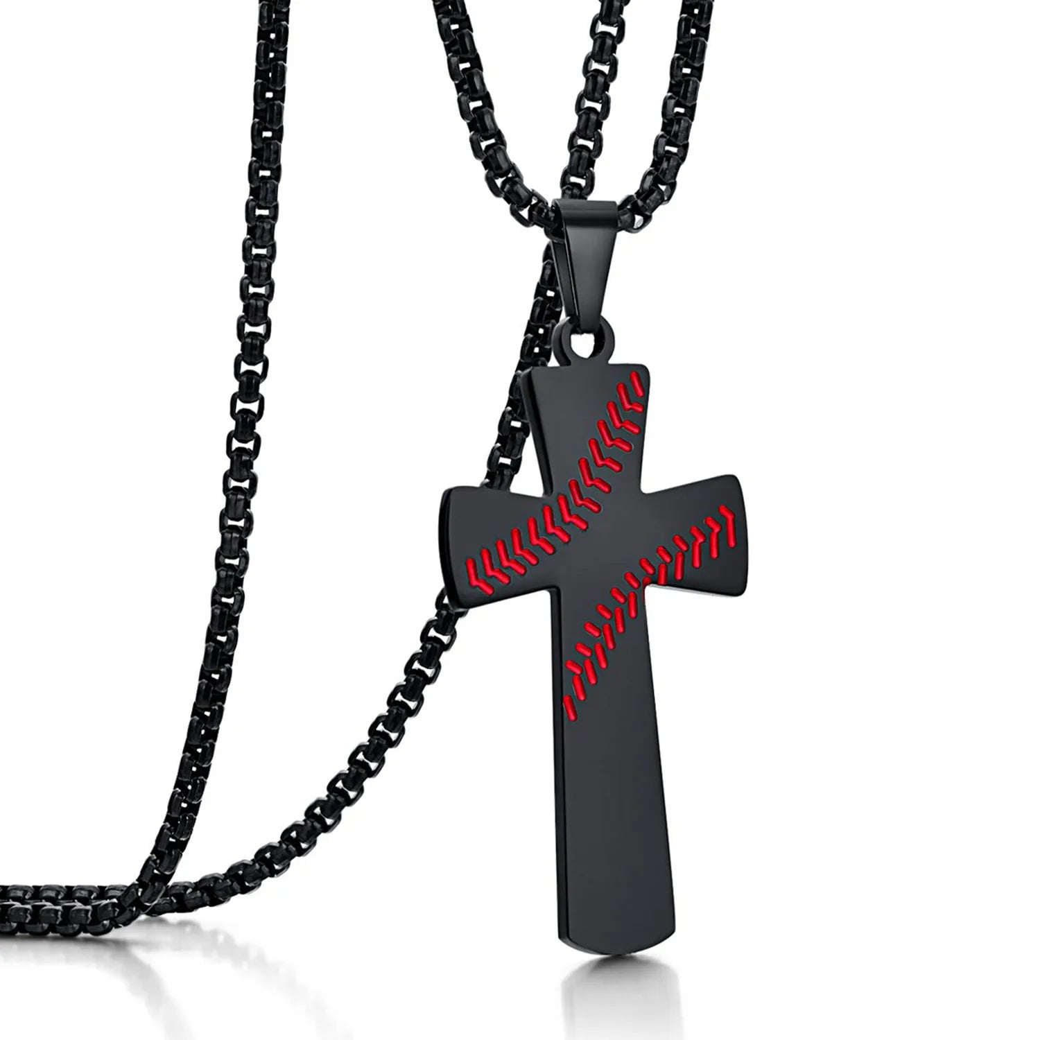 Stainless Steel Cross Pendant Philippians 4:13 and Chain Necklace-Necklaces-Innovato Design-Black-Innovato Design