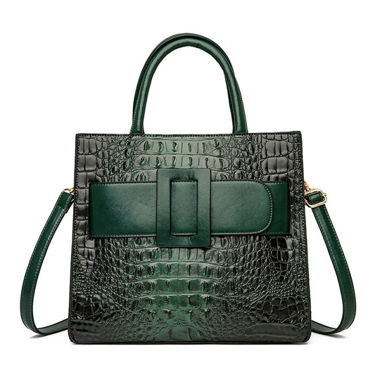 Vintage Luxury Designer Oil Skin Leather Tote Bag, Shoulder Bag and Handbag-Handbags-Innovato Design-Green-Innovato Design