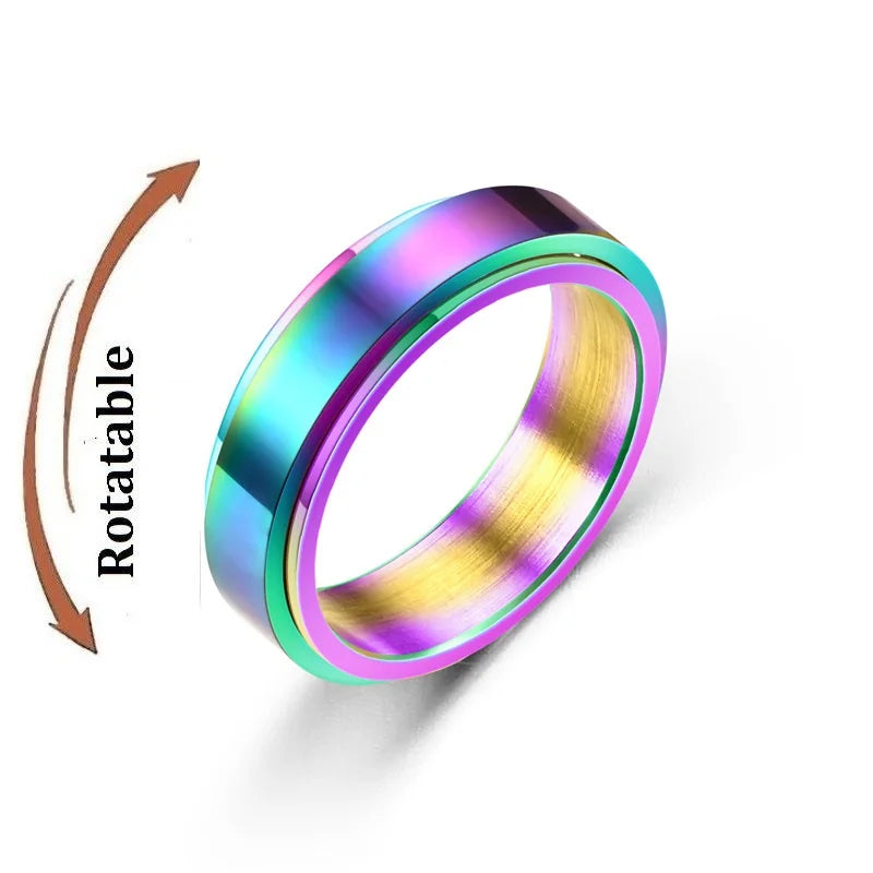 2Pcs 6MM Stainless Steel Spinner Rings for Men Women Promise Set-Rings-Innovato Design-6-Innovato Design