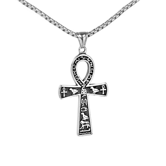 Stainless Steel Ancient Egyptian Ankh Symbol Pendant Necklace-Necklaces-Innovato Design-Silver-Innovato Design