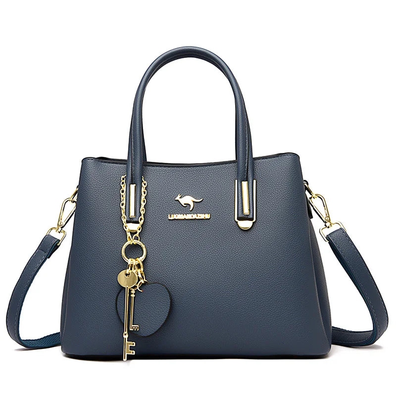 Multiple Pockets and Unique Zippers Tote Bag, Shoulder Bag, Crossbody Bag and Handbag-Handbags-Innovato Design-Blue-Innovato Design