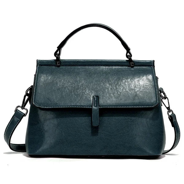 Large Capacity Casual Leather School Bag, Tote Bag, Shoulder Bag and Travel Backpack-Backpacks-Innovato Design-Dark Green-Innovato Design