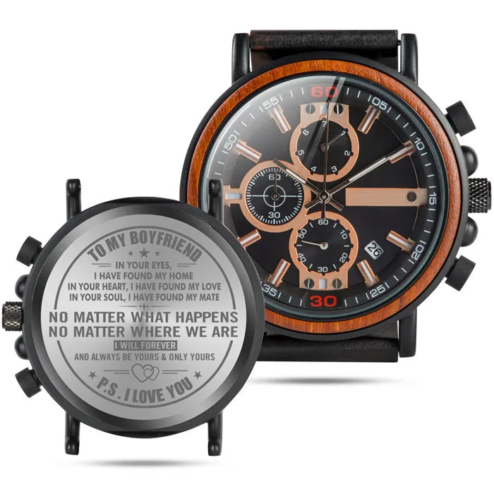 Unique Model Quartz Wooden Watch Engraved To My Son/Husband/Boyfriend Gift-Watches-Innovato Design-Boyfriend-Innovato Design