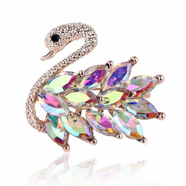 Women's Crystal Elegant Swan Bird Bridal Brooch Pin