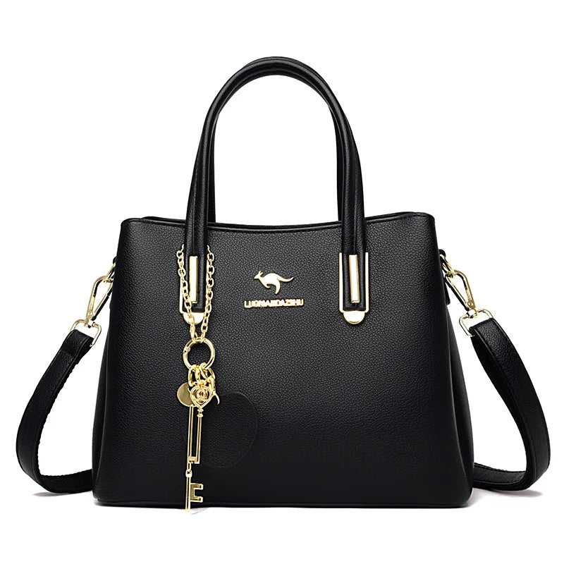 Multiple Pockets and Unique Zippers Tote Bag, Shoulder Bag, Crossbody Bag and Handbag-Handbags-Innovato Design-Black-Innovato Design