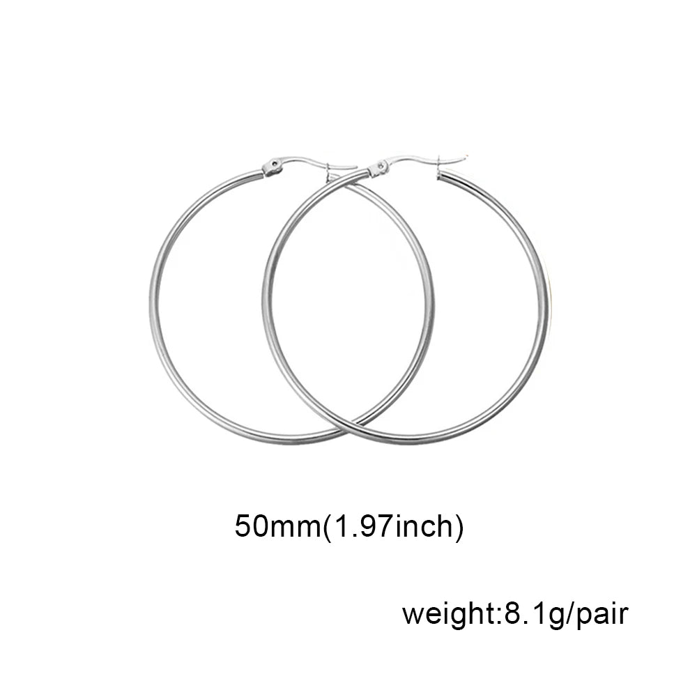 Stainless Steel 4 Pairs Stainless Steel Hoop Earrings Set for Women 30-60mm