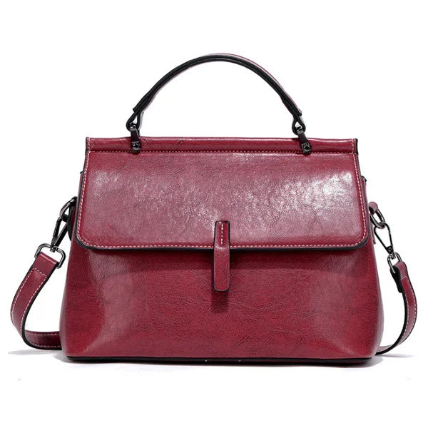 Large Capacity Casual Leather School Bag, Tote Bag, Shoulder Bag and Travel Backpack-Backpacks-Innovato Design-Dark Red-Innovato Design