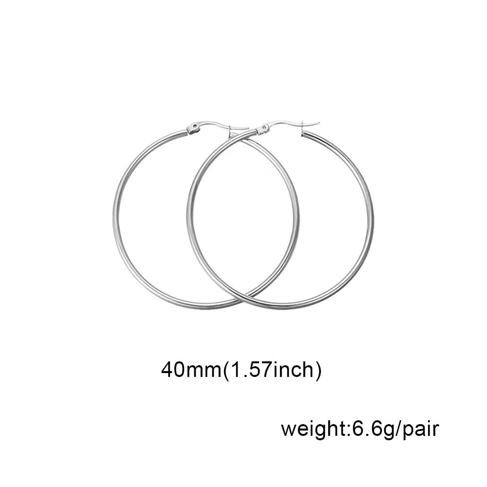 Stainless Steel 4 Pairs Stainless Steel Hoop Earrings Set for Women 30-60mm