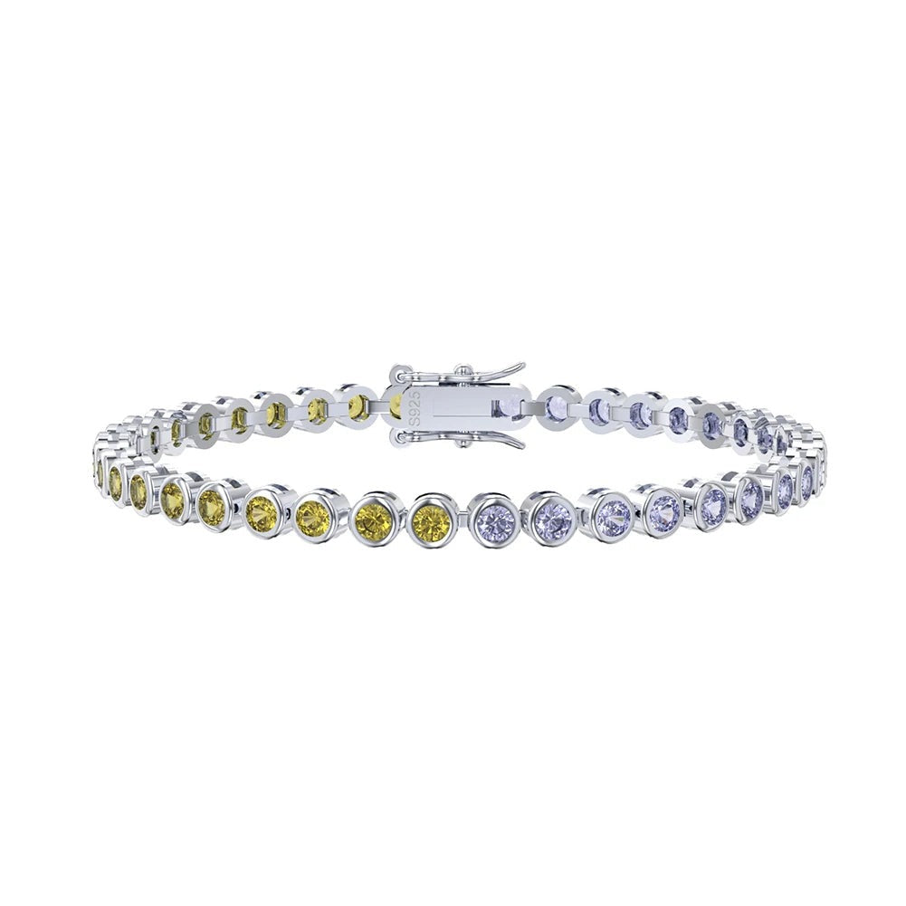 925 Sterling Silver Plated Cubic Zirconia Bangle Bracelet-Bracelets-Innovato Design-Yellow Purple-Innovato Design