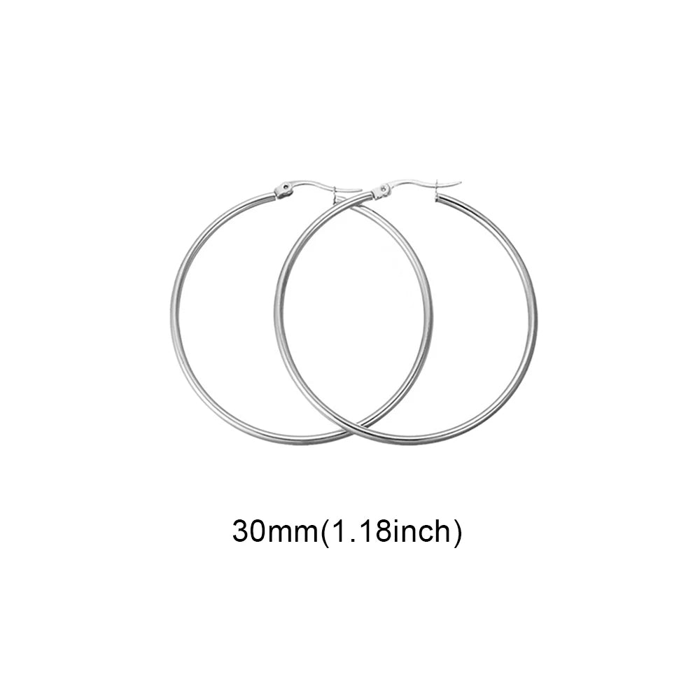 Stainless Steel 4 Pairs Stainless Steel Hoop Earrings Set for Women 30-60mm