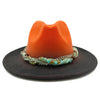 Colorful Brim Fedora Hat with Pearl Hatband-Hats-Innovato Design-Orange-Innovato Design