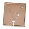 Gold & Silver Multi Layered Crosses Pendants Necklace