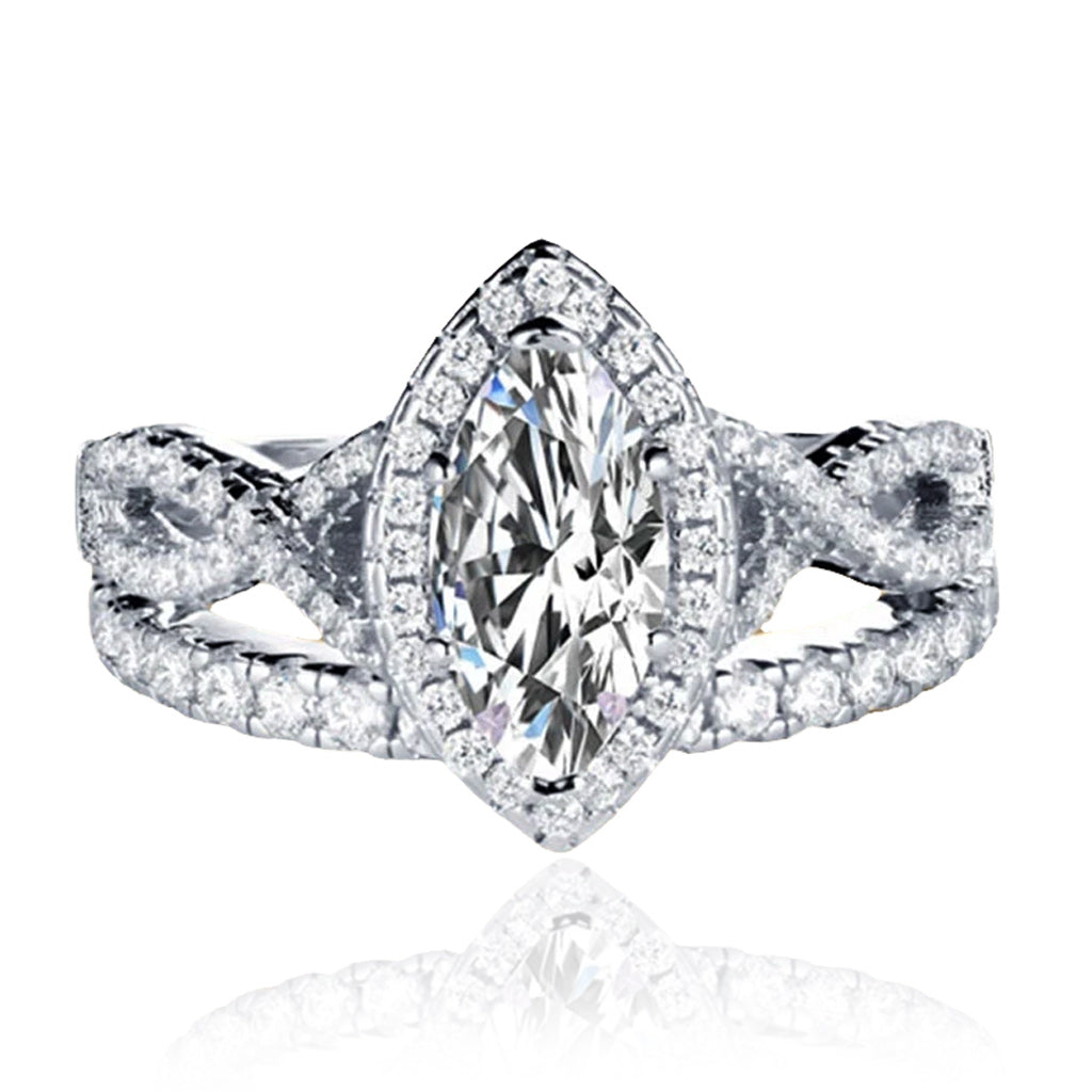 Sterling Silver Princess Cut Wedding Engagement Ring Anniversary Propose Eternity Bridal Halo