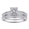 Cubic Zirconia and Rhinestone Tungsten Wedding Ring Set