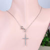 Sterling Silver Faith Hope Love Hollow Sideway Cross Pendant Necklace, 18 Rolo Chain