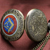 Masonic Freemason Square Compass Necklace & Pocket Watch Chain Gift Set