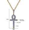 Golden Ankh Cross Pendant with Cubic Zirconia Crystal Necklace-Necklaces-Innovato Design-Innovato Design
