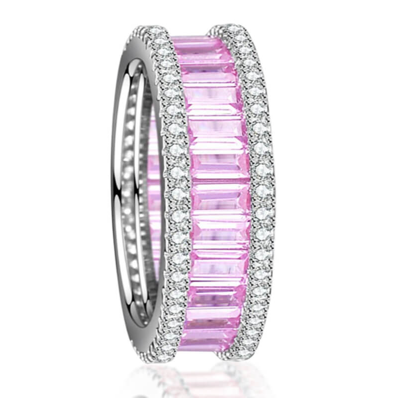 Pink 925 Sterling Silver Ring for Women with Cubic Zirconia-Rings-Innovato Design-5-White Pink-Innovato Design