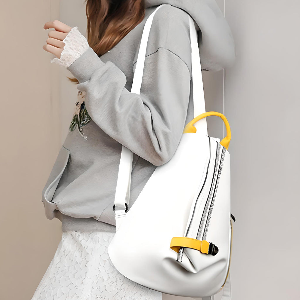 Large Side Zipper Leather Backpack in Multiple Colors-Leather Backpacks-Innovato Design-Yellow-10 in-Innovato Design