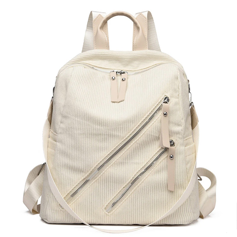 Corduroy Travel Anti-theft Backpack for Teenage Girls Women-corduroy backpacks-Innovato Design-Brown-Innovato Design