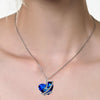Heart Shaped Zircon Crystal Rhodium Plated Blue Pendant Necklace Gift-Necklaces-Innovato Design-Innovato Design