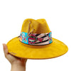 Handmade Fedora Cotton Hat with Monochrome Hatband