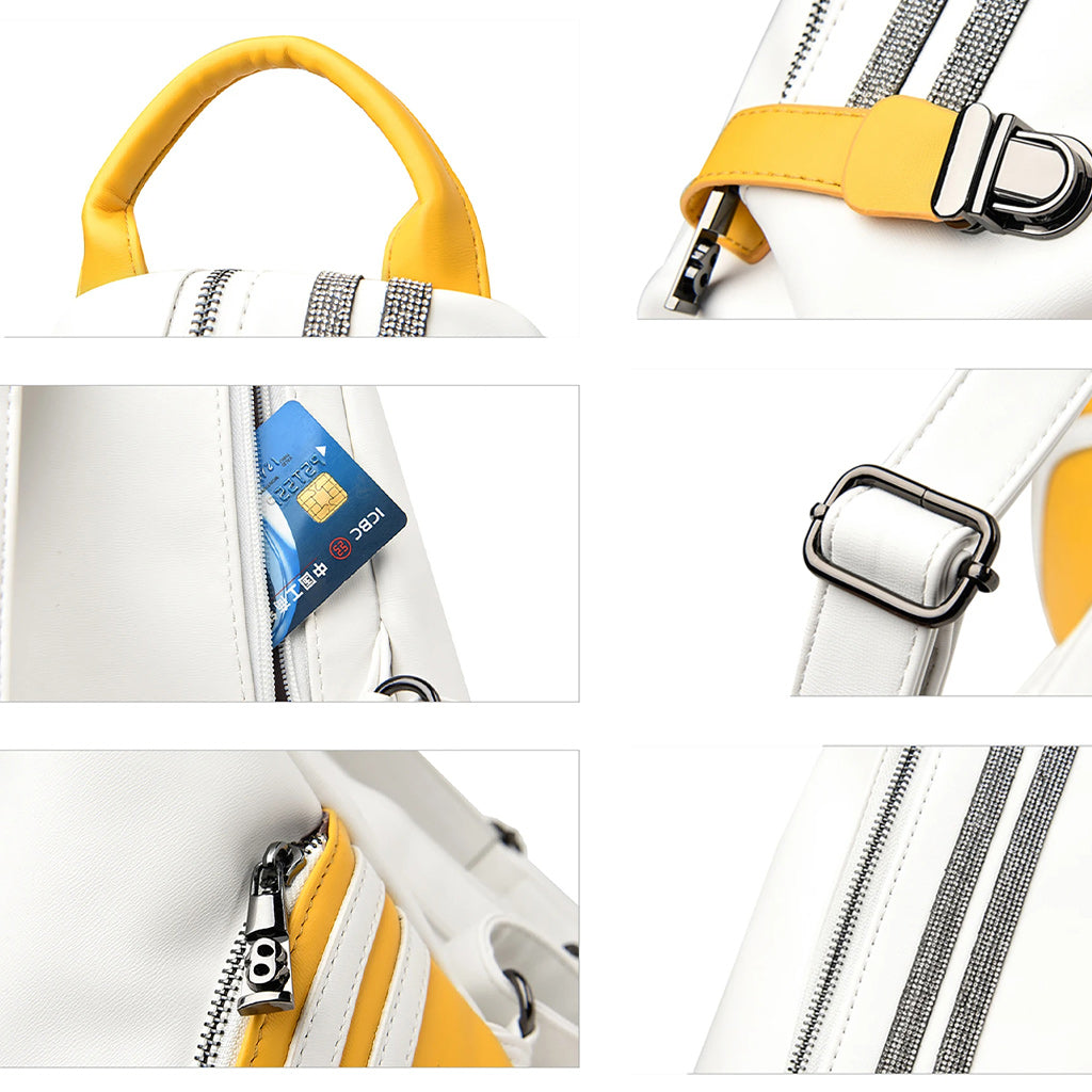 Large Side Zipper Leather Backpack in Multiple Colors-Leather Backpacks-Innovato Design-Yellow-10 in-Innovato Design