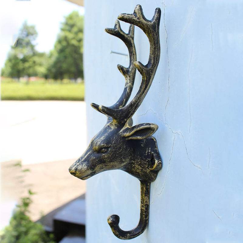 Decorative Deer Head Wall Mount Rack Stylish Cast Iron Hanger Hook-Home & Garden-Innovato Design-Brown-Innovato Design