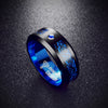 Black Tungsten Carbide Dragon Blue Inlay with Cubic Zirconia Firestone Wedding Band