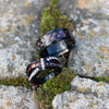 Red Black Carbon Fiber Inlay and Red White Cubic Zirconia Bow Stainless Steel Engagement Rings-Couple Rings-Innovato Design-6-5-Innovato Design
