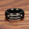 8mm Men's Silver/Black Cable Inlay Titanium Ring Wedding Band Screw Design Size 6-14-Rings-Innovato Design-Silver-7-Innovato Design