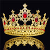 Baroque Gold & Red Crown Tiara Queen Crown for Brides