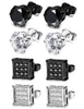 4 Pairs Stainless Steel Stud Earrings for Men Women CZ Earrings 6-8MM - InnovatoDesign