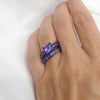 Purple Inlay and Purple Cubic Zirconia Stainless Steel Wedding Bands Set-Couple Rings-Innovato Design-6-5-Innovato Design