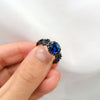 Women's Lab Blue Bright Stone Promise Ring Wedding Engagement Gift Black Gold Plated Sizes 6-10
