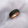 8mm Two Tone Brushed Black & Rose Gold Tungsten Ring