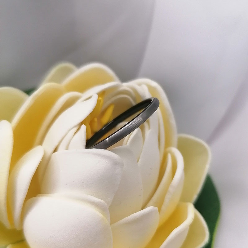 2mm Slim Grey Brushed Matte Finish Outer Band and Polished Interior Tungsten Carbide Ring-Rings-Innovato Design-4-Innovato Design