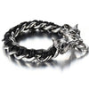 Leather Stainless Steel Bracelet for Men Cuff Braided Bangle Wolf Heads Bracelet - InnovatoDesign