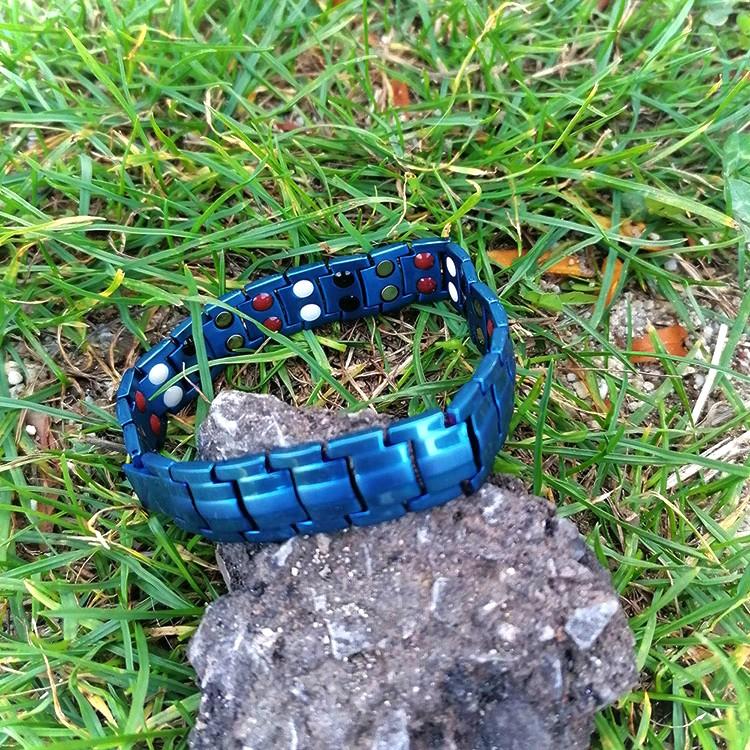 Large Titanium Blue Magnetic Bracelet with Adjusting Tool-Bracelets-Innovato Design-Innovato Design