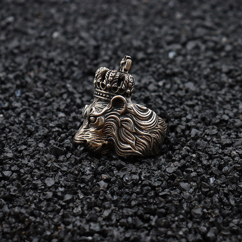 Authentic Crown Lion King Head 925 Sterling Silver Vintage Punk Biker Ring-Gothic Rings-Innovato Design-7-Innovato Design