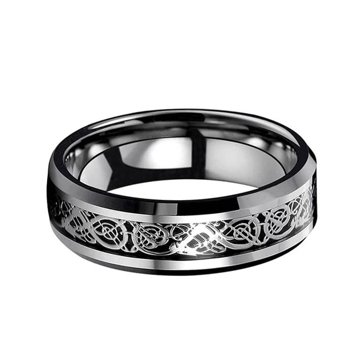 6MM Dragon Design Tungsten Carbide Wedding and engagement Bridal Band Ring Sets-Rings-Innovato Design-5-Innovato Design