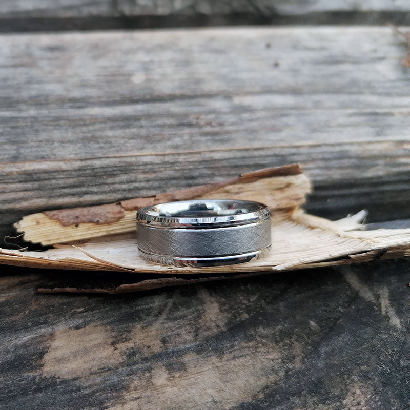 8mm Brushed Two Grooved Tungsten Carbide Wedding Ring-Rings-Innovato Design-Black-5-Innovato Design