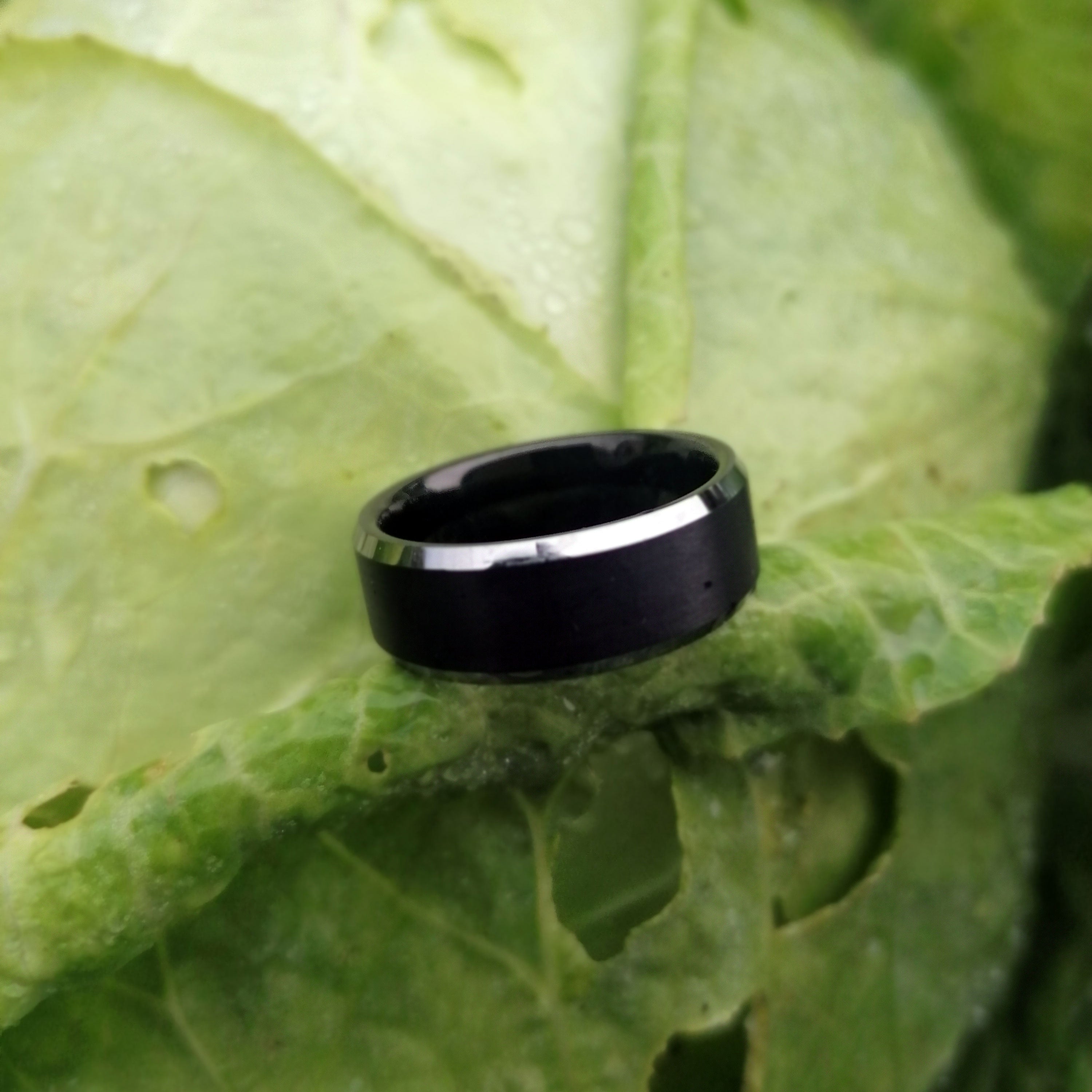 Men's Tungsten Ring Band Silver Tone Black Comfort Fit Wedding-Rings-Innovato Design-6-Innovato Design