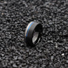 8mm Black, Silver and Blue Brushed Matte and Polished Tungsten Wedding Ring-Rings-Innovato Design-5-Innovato Design