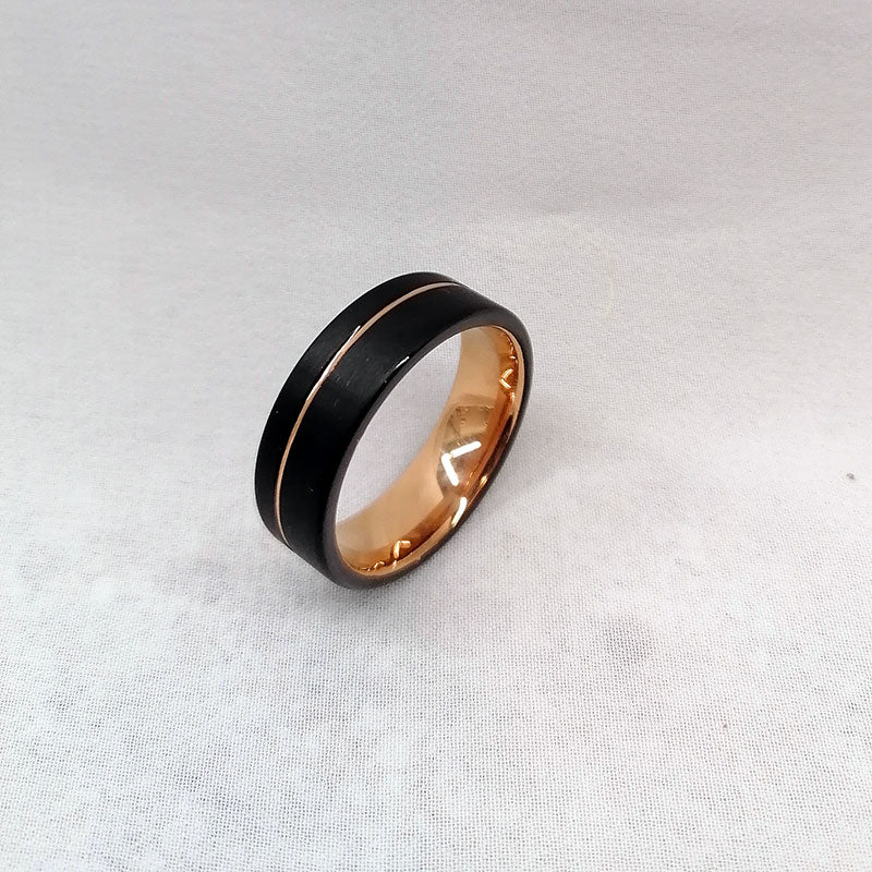 8mm Rose Gold Plated and Matte Black Tungsten Carbide Ring-Rings-Innovato Design-5-Innovato Design