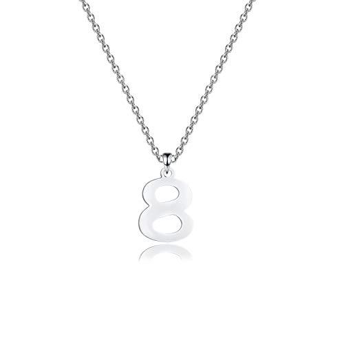 Stainless Steel Number Necklace Pendant for Men Women 20 Inch Chain Number 0-9-Necklaces-Innovato Design-I: Number Eight-Innovato Design