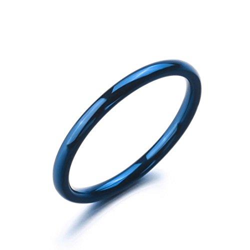2mm Polished, Domed, and Slim Titanium Fashion Wedding Band-Rings-Innovato Design-Blue-5-Innovato Design