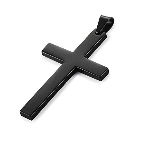 Stainless Steel Chain Black Cross Necklace for Men Women, 22-24 Inch-Necklaces-Innovato Design-1. Mens: 50*30mm Pendant+24'' Chain-Innovato Design